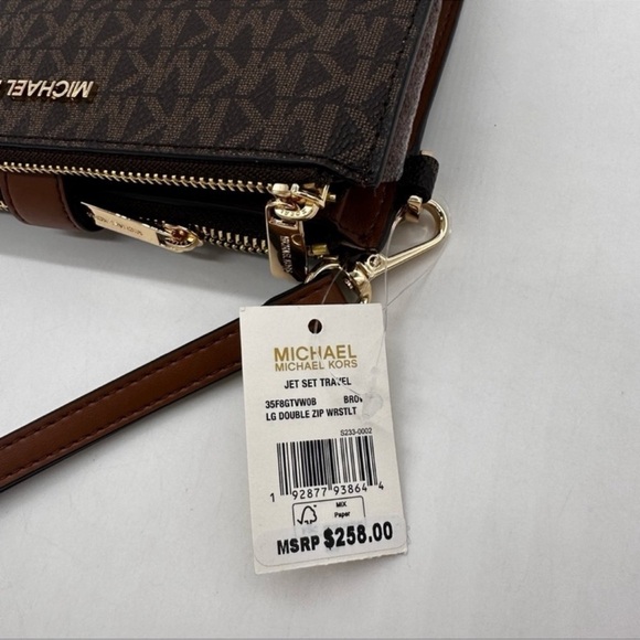 Michael Kors Lg Double Zip Wallet Wristlet & Trifold Wallet Brown | BUNDLE DEAL - Picture 13 of 13